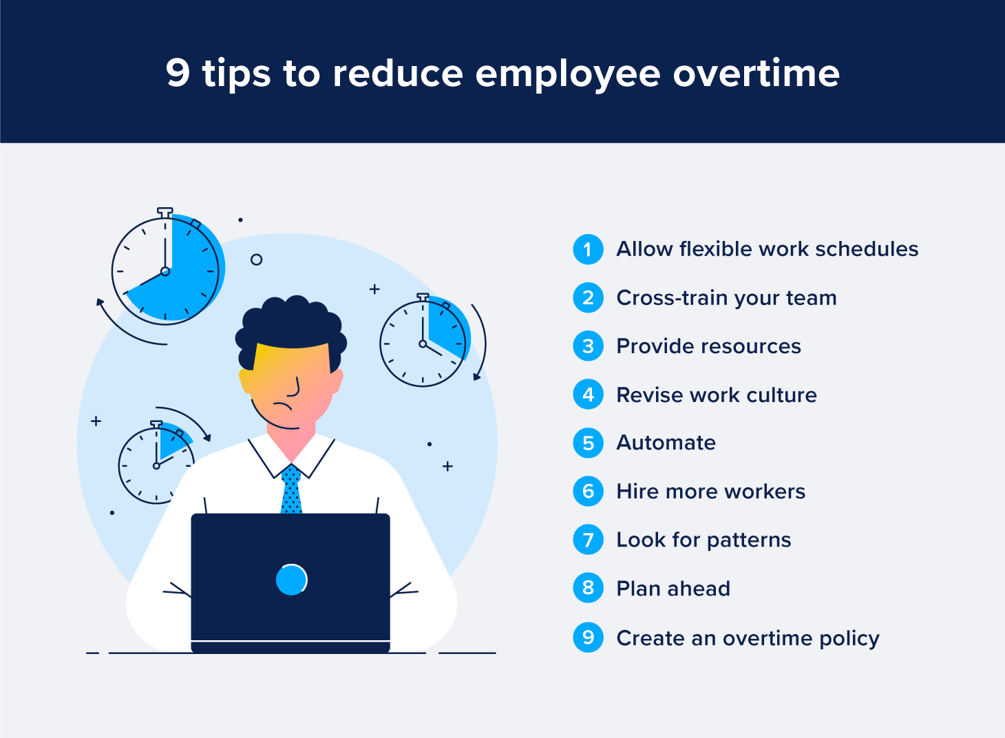 nine ways that a business can reduce employee overtime