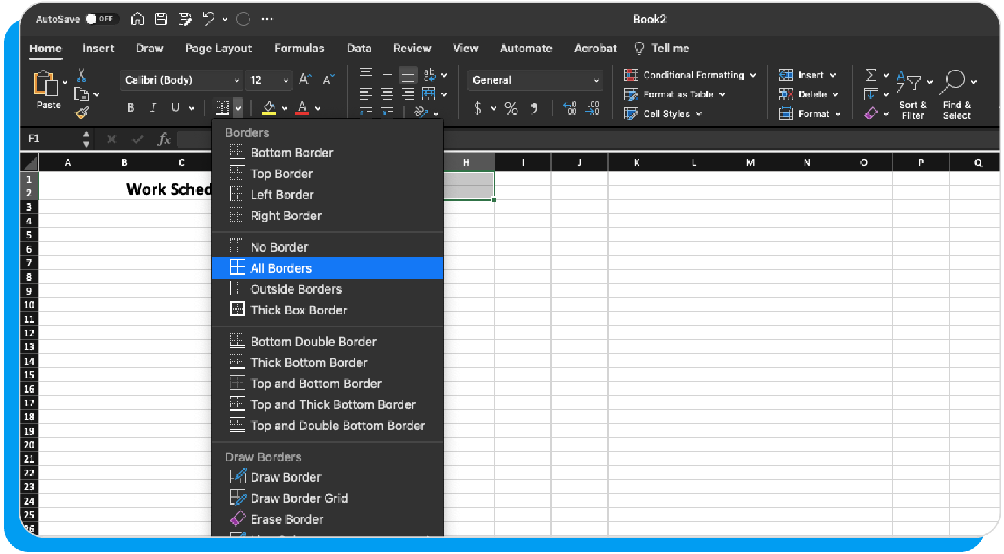 The third step when learning how to create a work schedule in Excel