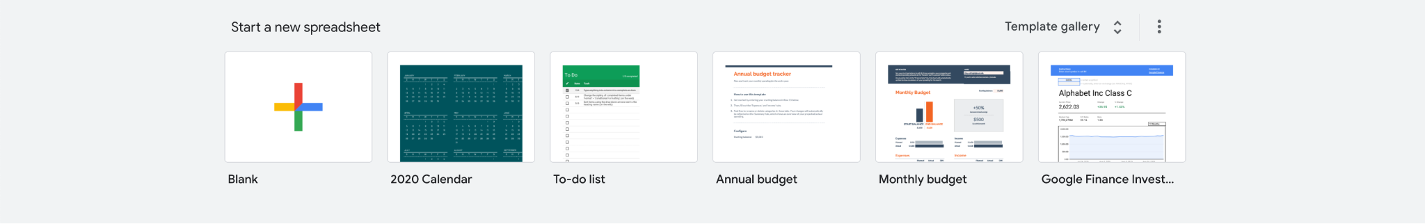 Navigate to the Google Sheets Template Gallery