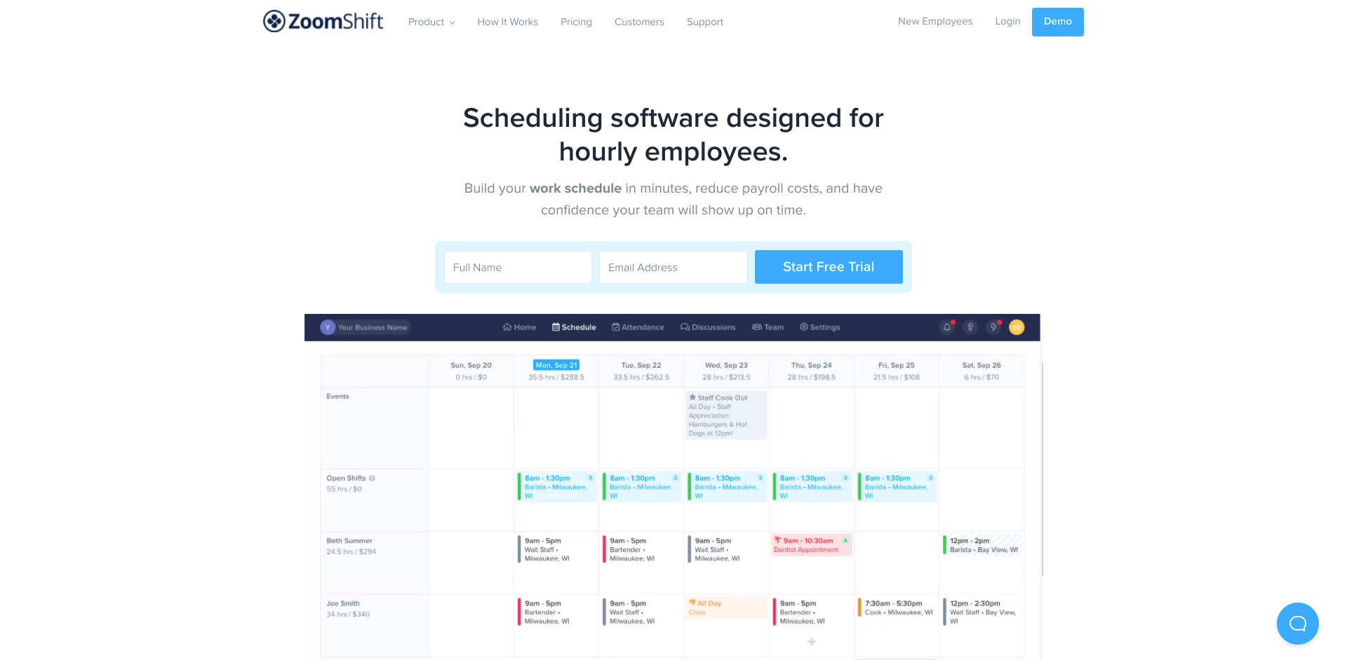 ZoomShift - employee time clock