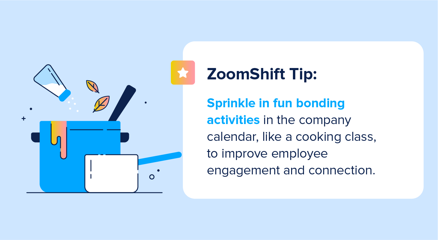 tip to include bonding activities in the company calendar