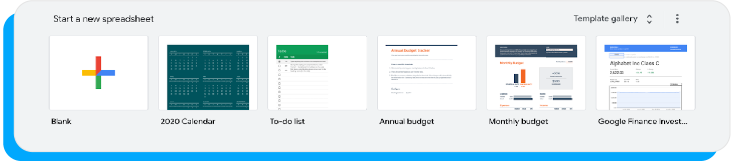 Google Sheets template gallery