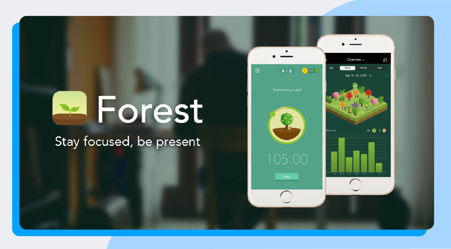 A screenshot of Forest, a popular time management tool